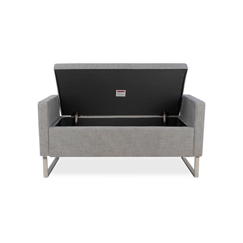 Repose-pieds avec rangement, banc de hall d'entrée rembourré pour chambre à coucher et salon, banc de bout de lit avec base en métal. Style moderne