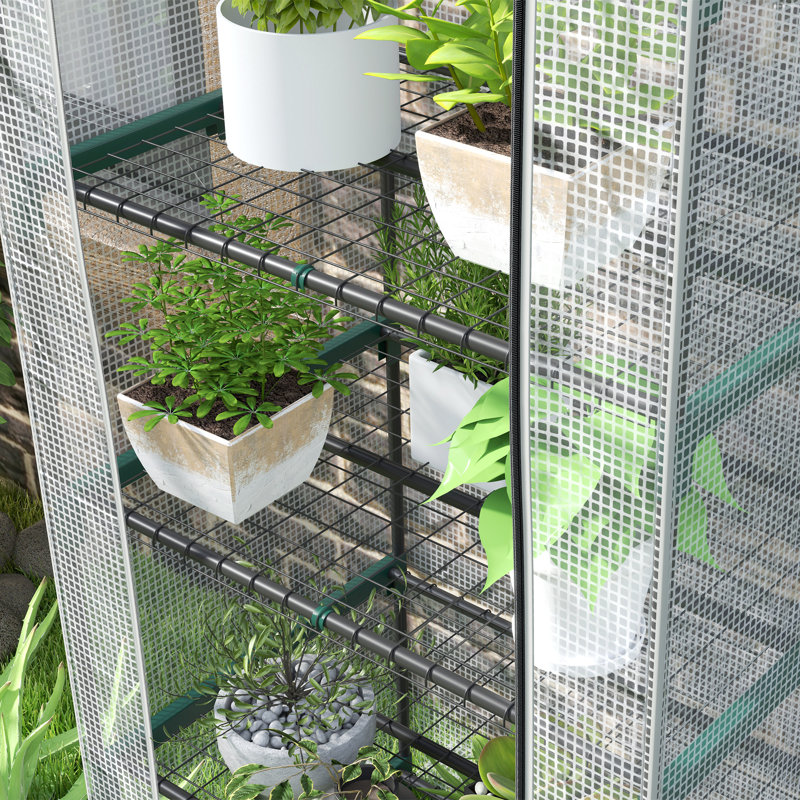 Valen  Five Tier Mini Greenhouse With Steel Frame And Zipped Door
