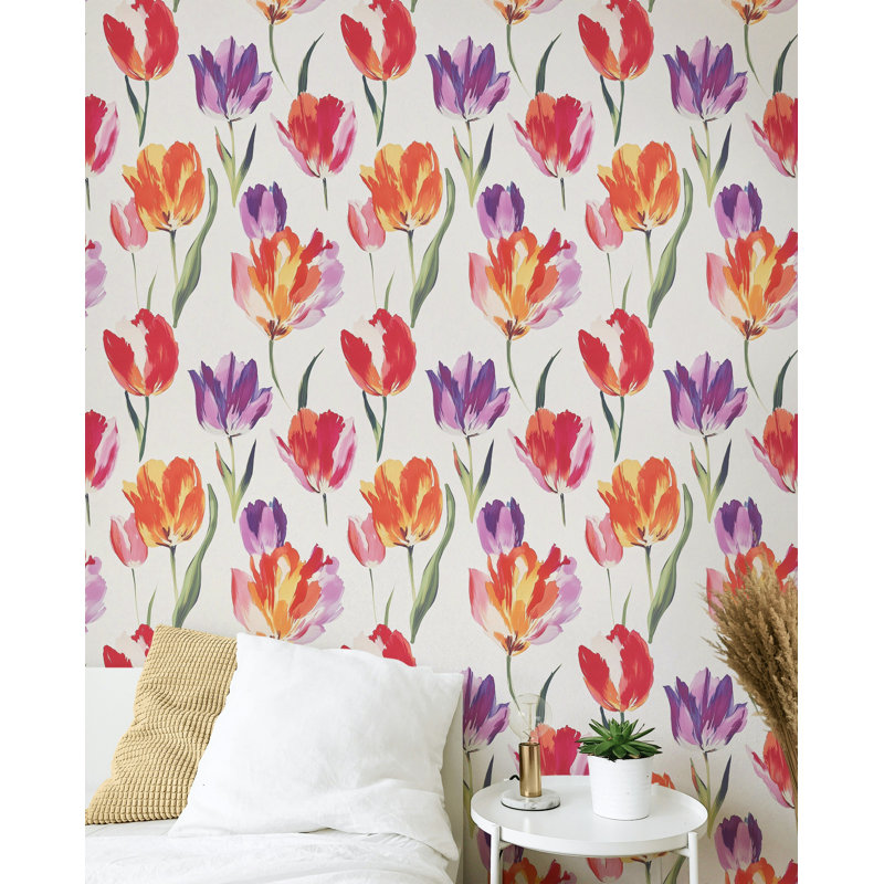 Papier peint tulipe et aquarelle