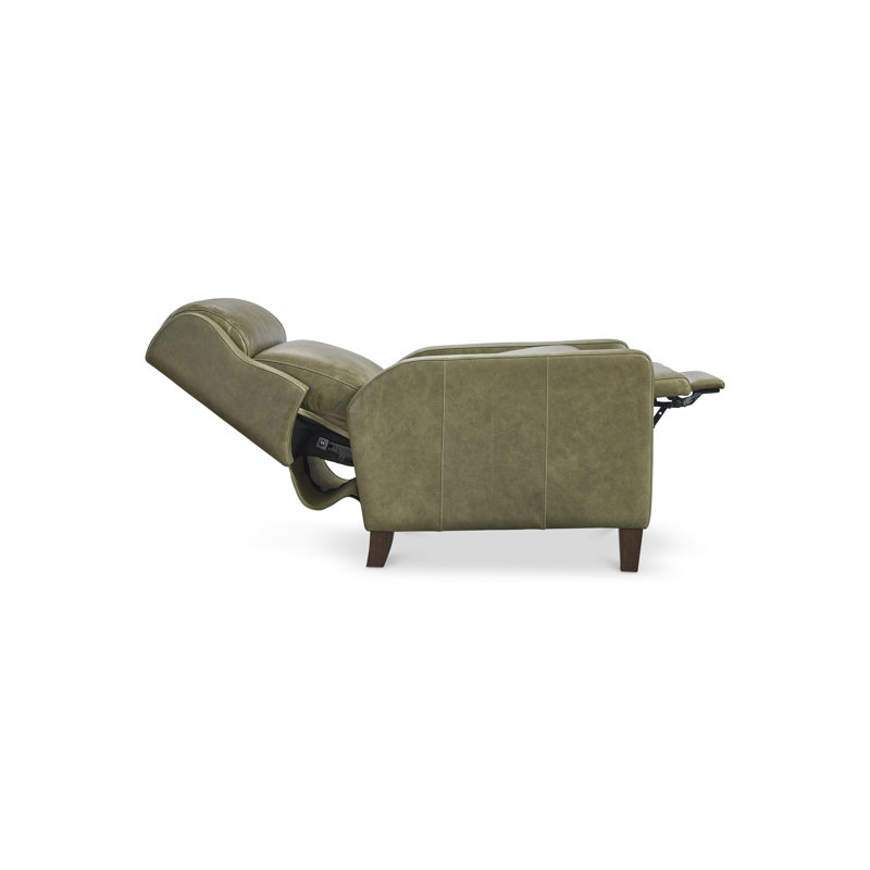 Bernhardt Hampton Leather Recliner, Cream, Olive Leather