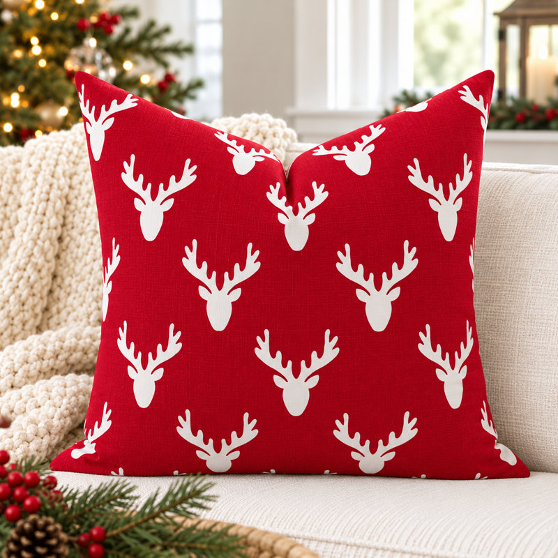 Housse de coussin en coton Red, 21,5 po x 21,5 po, Rouge