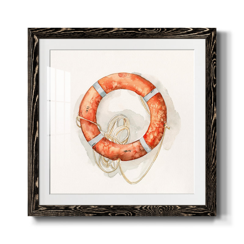 Nautical Safety I - Cadre photo, reproduction d'art sur toile, Cadre noir, H 35,5 po x l 35,5 po x P 1,5 po