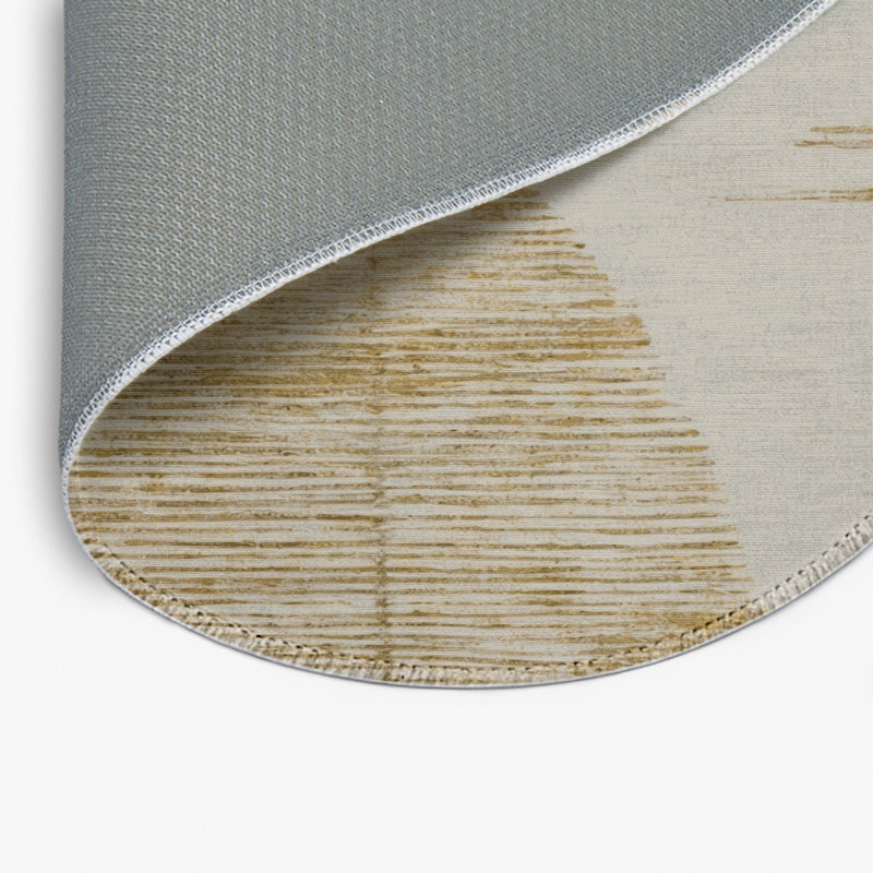 Tapis beige abstrait intérieur et extérieur, Rond 5 pi