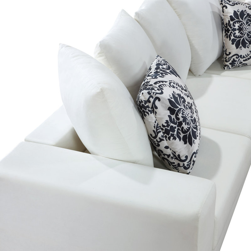 Canapé modulaire 4 pièces 4 pièces, Velours blanc
