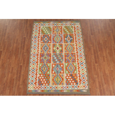 Reversible Wool Kilim Oriental Area Rug 6x8