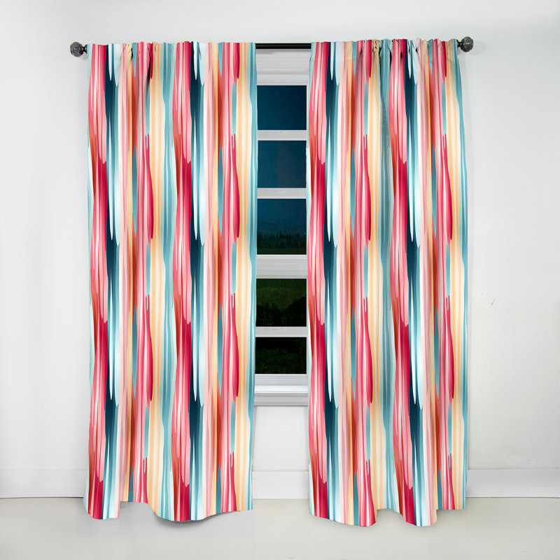 Motif de lignes bleues et roses Bliss I - rideau obscurcissant à rayures - 1 panneau, L 52 po x L 84 po