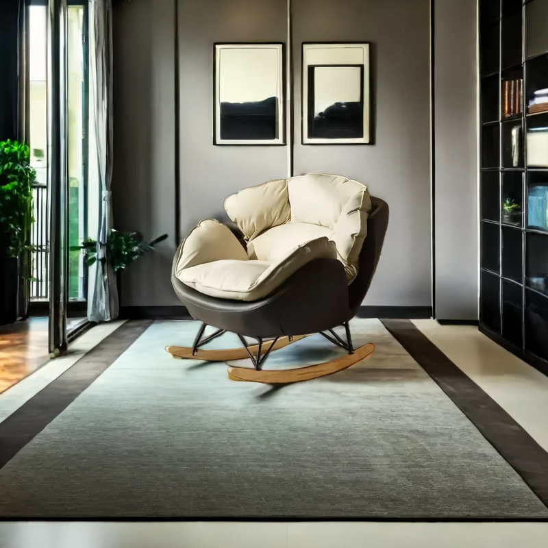 Chaise berçante Fashion Creative Leisure Home, Brun / Blanc cassé