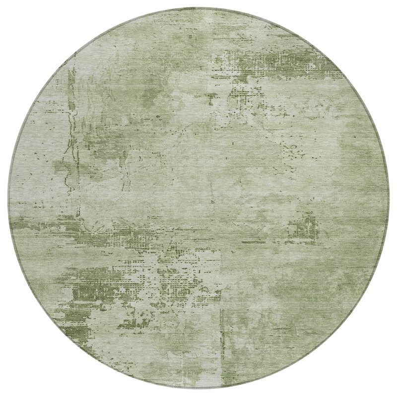 Cassiva Olive Washable Indoor-Outdoor Rug - , 3' x 5'
