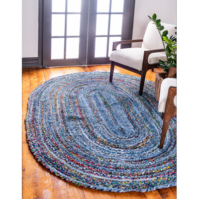 Tapis bleu tressé à la main Tullie
