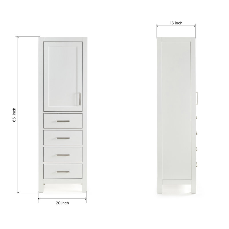 Amariani 20" W 65" H Solid Wood Linen Cabinet, Espresso