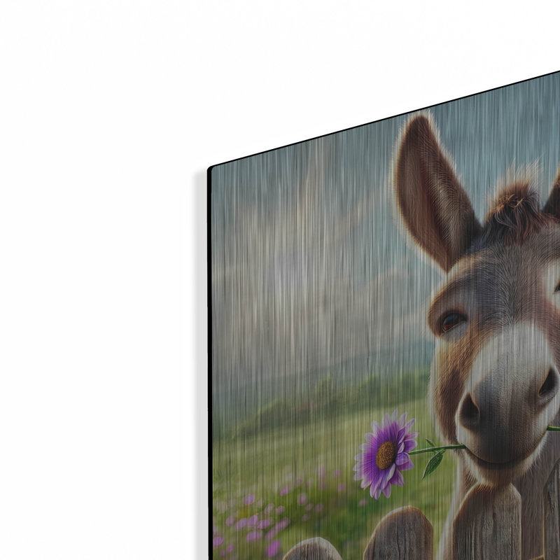  'Nice To Meet You - Donkey' by Rey Klimt Metal Wall Art, 12" x 12"