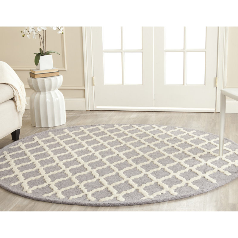 Cannen Hand Tufted Wool Geometric Rug, Round 6'