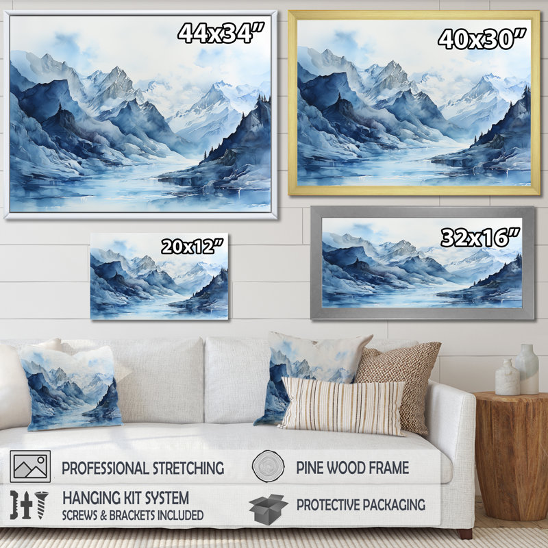 Glacier du Groenland minimalisme, Cadre simple noir, H 12 po x l 20 po x P 1 po