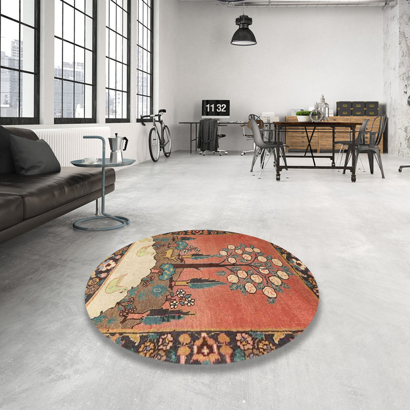 Tapis traditionnel rouge / vert Gerhilde, Rond 4 pi
