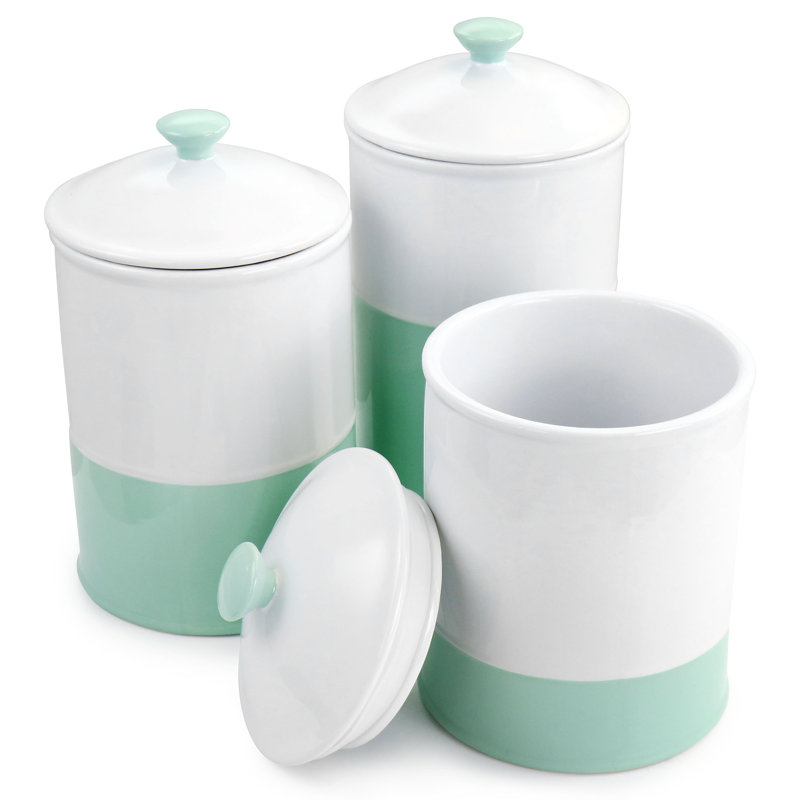 Stoneware 3 Piece Kitchen Canister Set