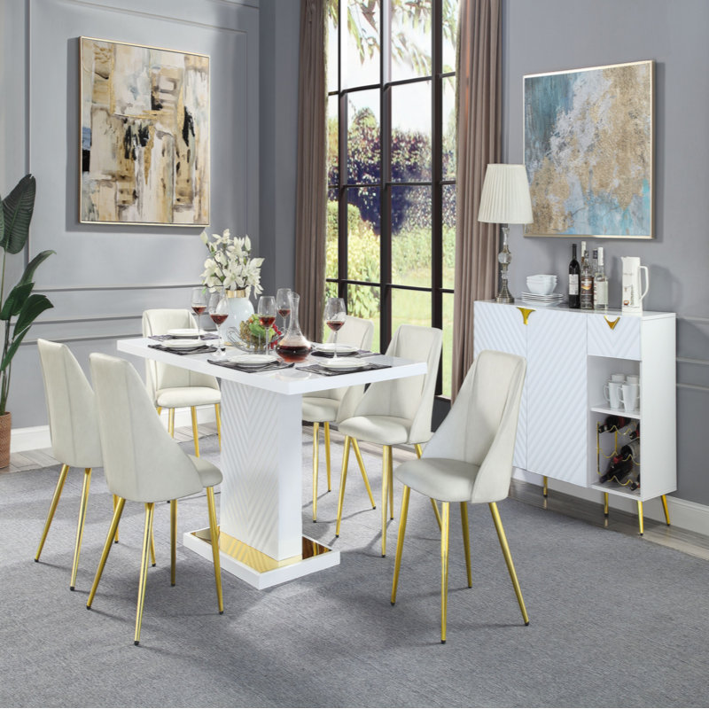 High Gloss Finish Dining Table, White