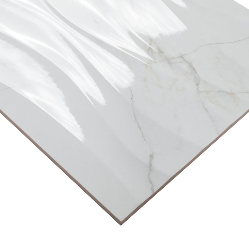 Carrelage mural en céramique lustré 12 po x 24 po Linea, Venatino Blanca