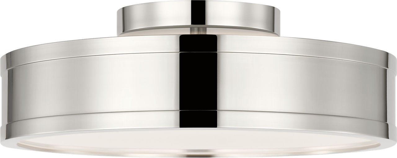 Radcliff Single Light Semi Flush Mount, Polished Nickel, 4" H x 12" W x 12" D