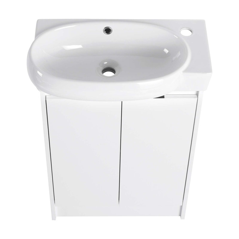 Meuble-lavabo autoportant de 23 po avec lavabo et portes à fermeture douce, Blanc