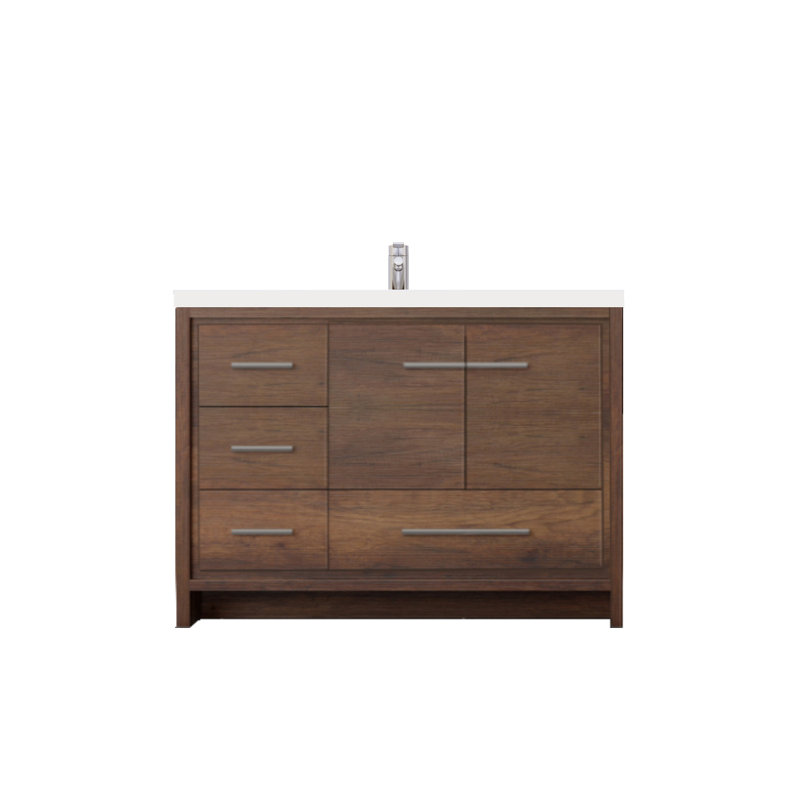 Ensemble de meuble-lavabo simple 41,9 po avec surface solide Taasi, Bois de rose