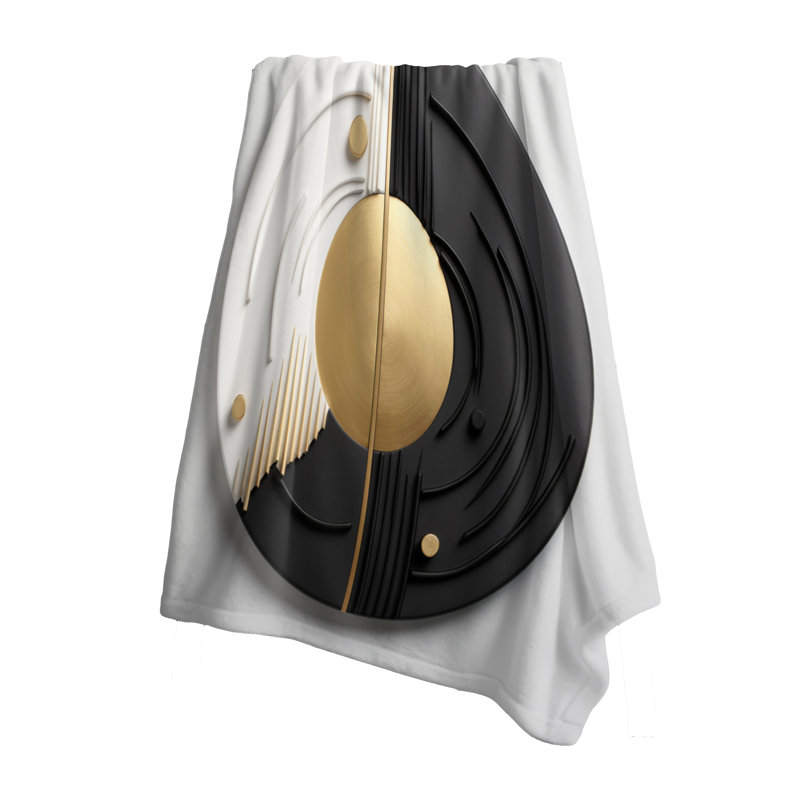 Jeté à motif géométrique doré blanc et noir