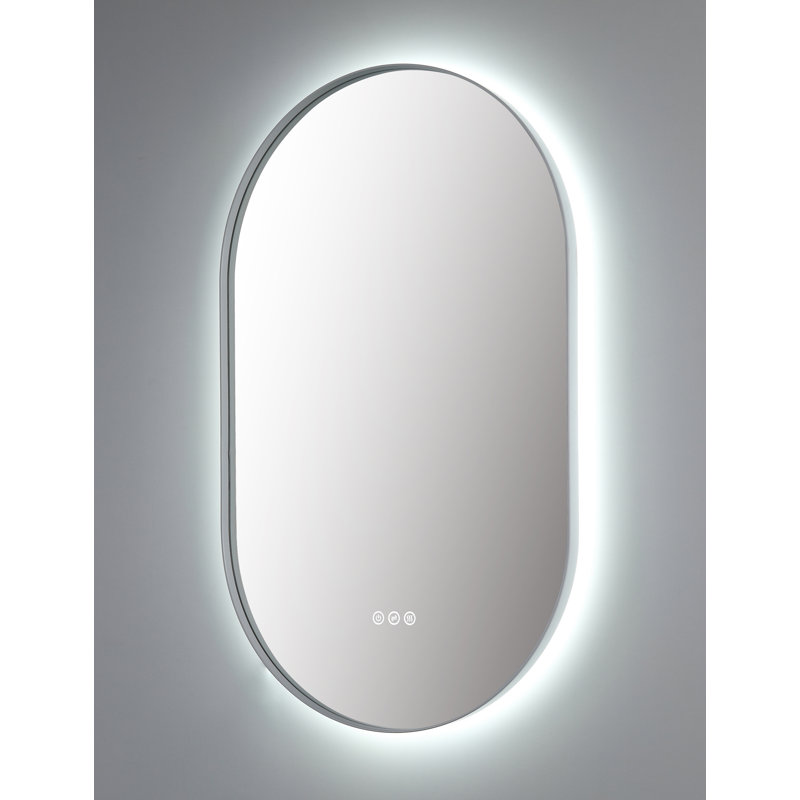 Shell LED Mirror, White, Oval, 35.43" x 21.65"