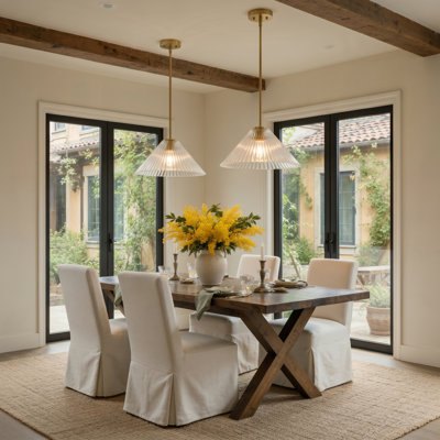 1-Light 15.8'' Dimmable Single Cone Pendant Light With Glass Shade(Set Of 2）
