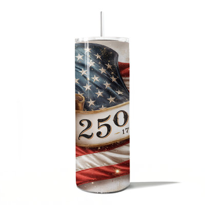 Gobelet personnalisé rétro avec drapeau américain 20 oz avec couvercle et paille en acier inoxydable rétro