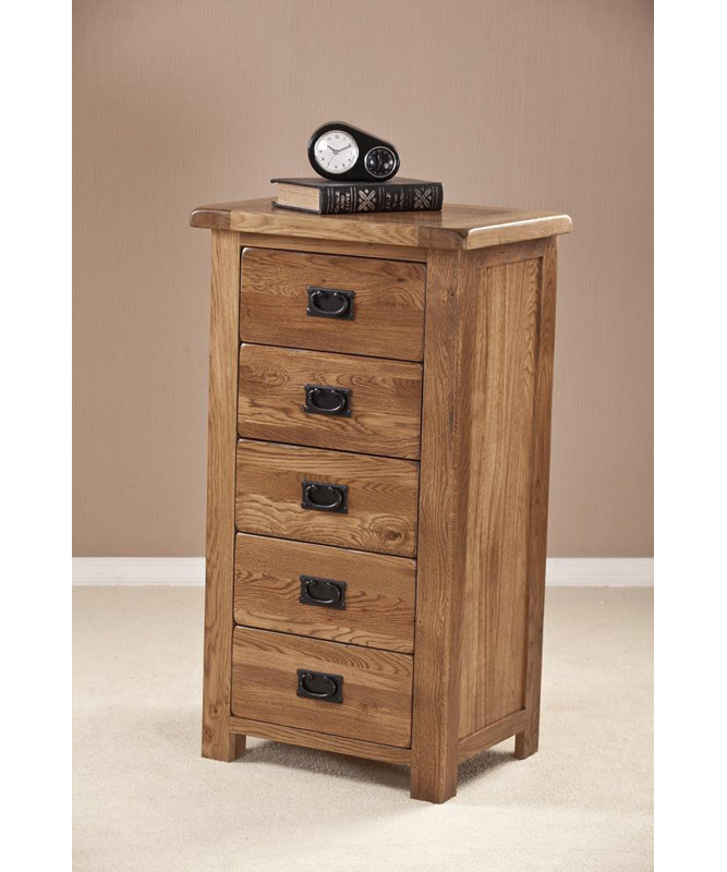 Auckland Solid Wood 56 cm W Chest of 5 Drawers