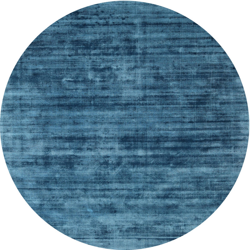 Tapis contemporain bleu foncé, Rond 3 pi