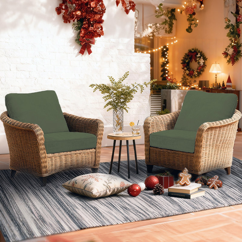 Outdoor 5''Deep Seat Chair Cushion Set, Green