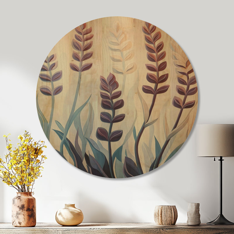 Lavande de Provence - Art mural rond en bois botanique, Rond 36 po, Rond