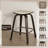 Hoxha Leather Square Counter Stool With Stained Poplar Wood Frame And 360-Degree Swivel Hoxha Collection-1281009130