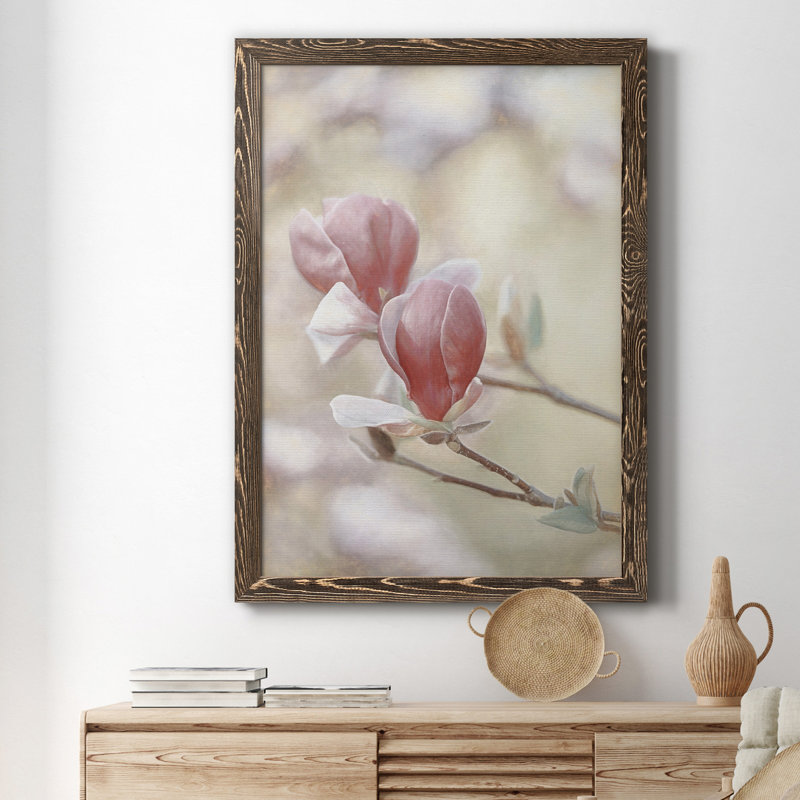 Blooming Hearts - Photographie de cadre photo sur toile, 20" H x 17" W x 1" D, Noyer