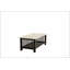 Table basse moderne et contemporaine avec plateau en faux marbre, pieds en noyer antique et tablette de rangement ouverte pour le salon-133526229