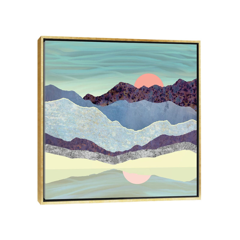 Summer Dawn - impression d'art graphique, Pas de tapis, H 26 po x l 26 po x P 1,5 po, Toile encadrée d'or