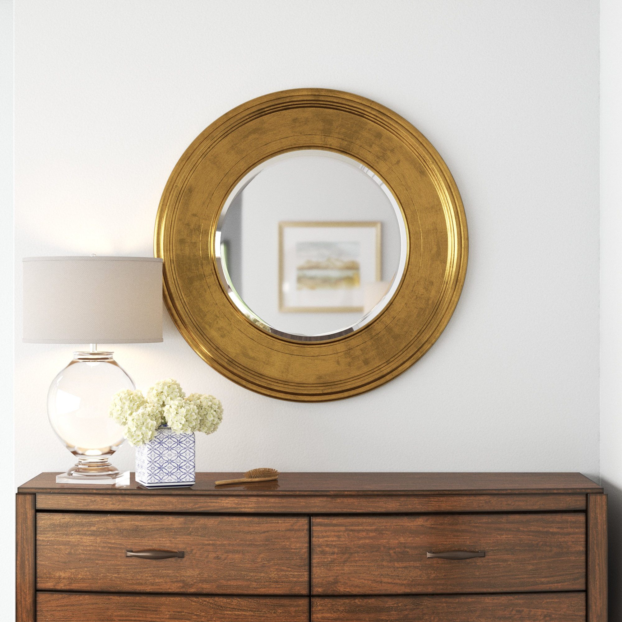 Lark Manor Airan Round Gold Wood Framed Glam Accent Mirror & Reviews - Wayfair Canada