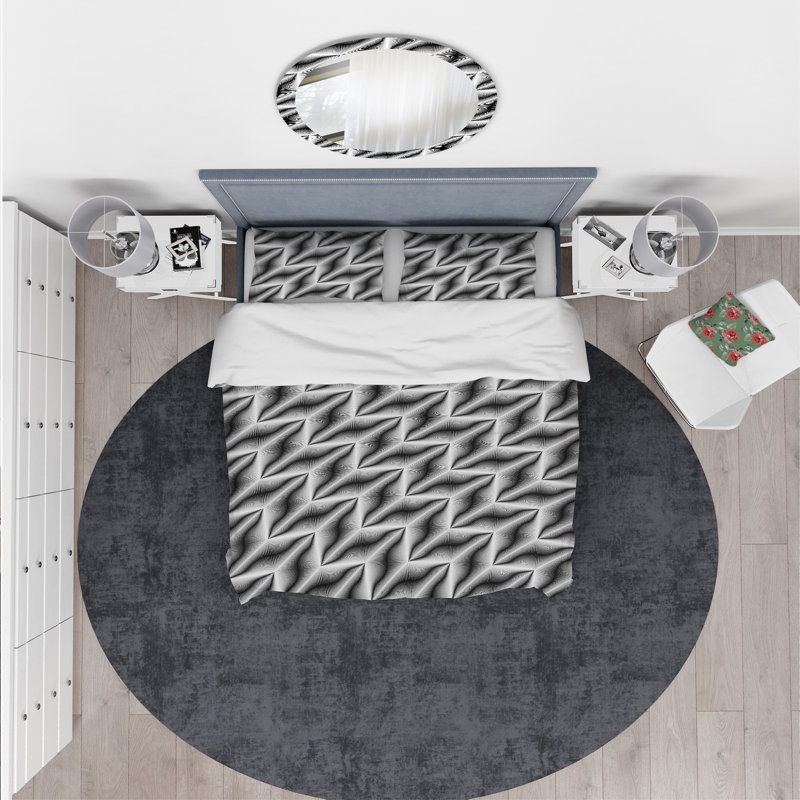 Modern & Contemporary Polyester Abstract Duvet Cover, King Duvet Cover + 2 Shams