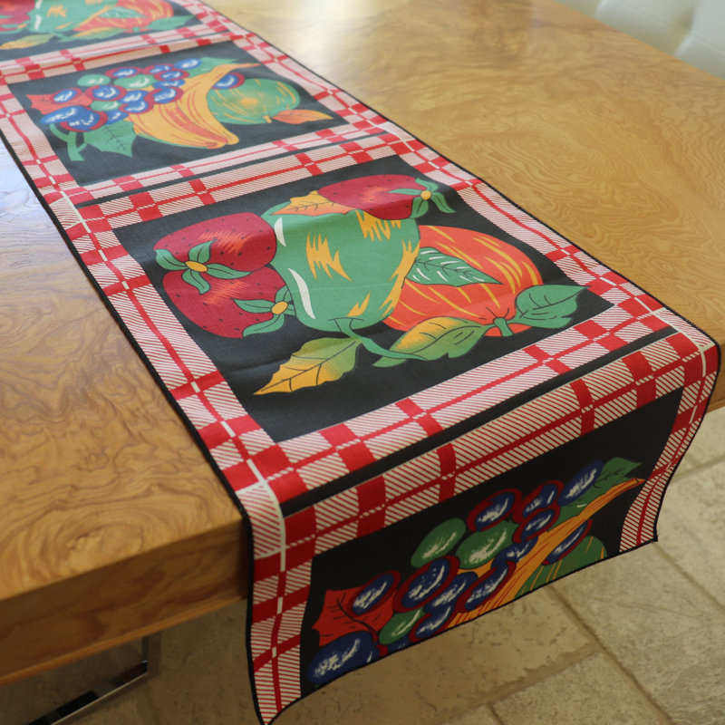 Fruit Bundle Print Table Runner, 90" x 24", Black