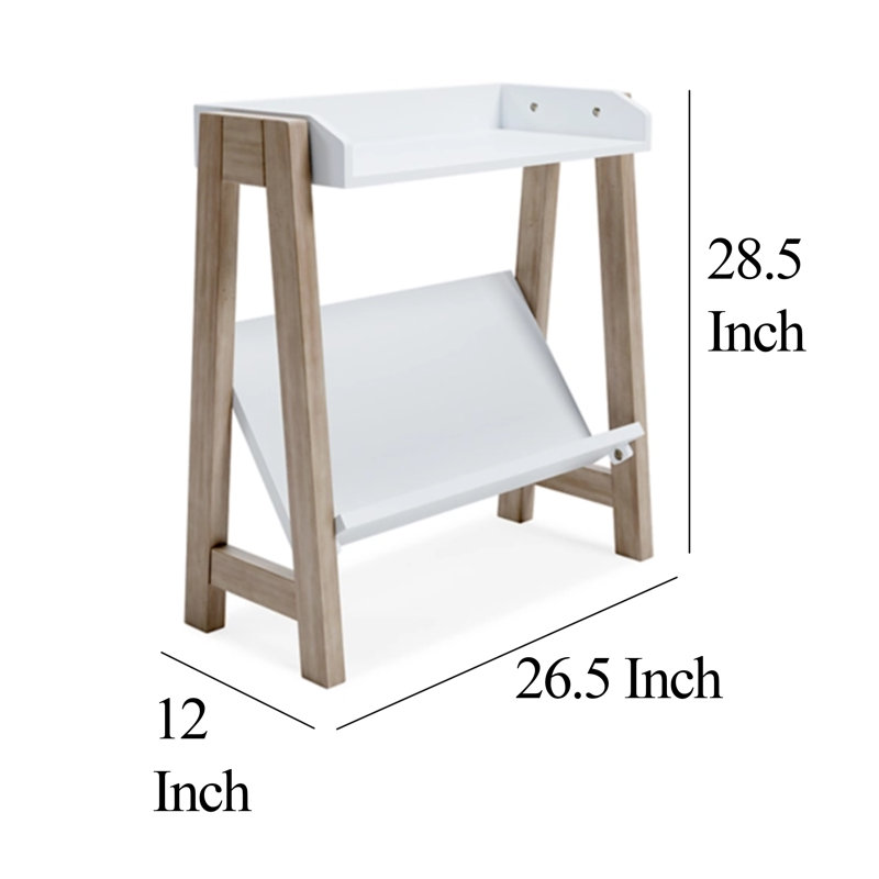 Table d'appoint Arid, 29 po, rail Gallery, brun clair, blanc