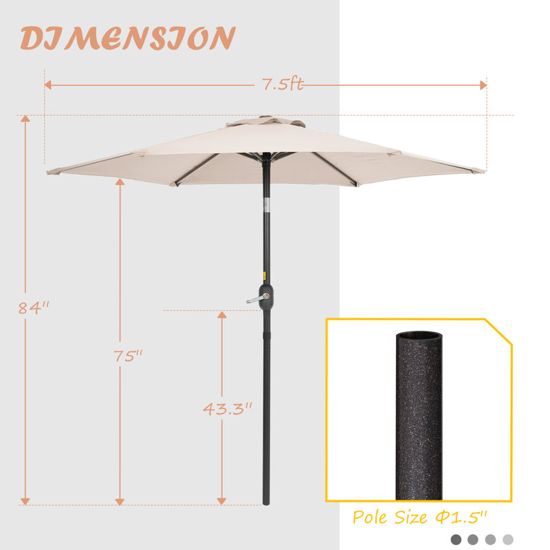 Parasol de marché 7,5 pi Blaise, Beige