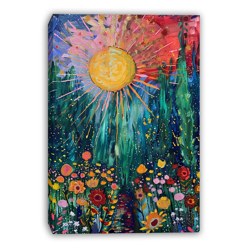«Golden Sun Garden», art mural sur toile tendue, H 16 po x l 12 po x P 1 po