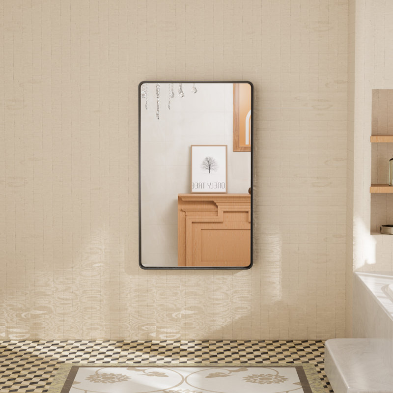 Miroir d'appoint Tyro, Noir mat, 40 po x 24 po, Rectangulaire