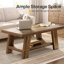 Table basse de style campagnard 47,2 po avec rangement, table centrale rustique en bois à 2 niveaux pour le salon ou le bureau personnel-1962028741