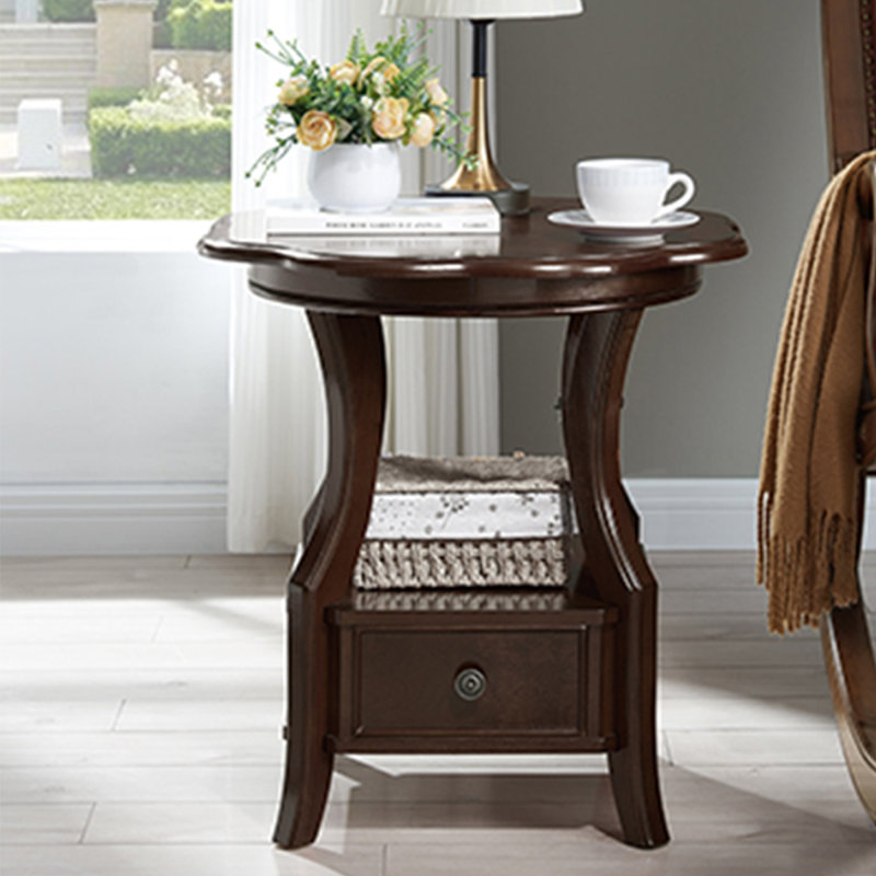 Modern Solid Wood End Table, Nut Brown