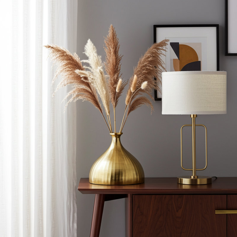 Modern Metal Aluminum Decorative Vase with Sculptural Design for Contemporary Interior Styling., Gold, 7" H x 8" W x 8" D