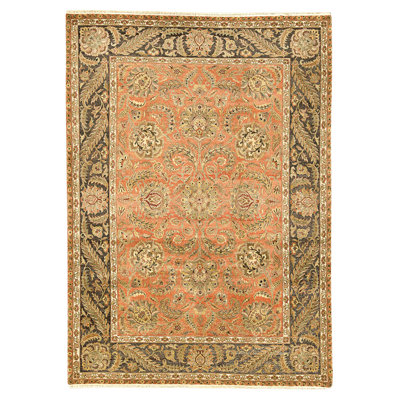 High-Quality Hand-Knotted Rust And Black Area Rug
