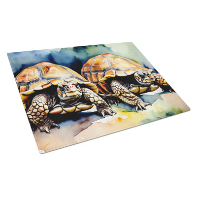 Turtles Tortoises Glass Cutting Board Large
