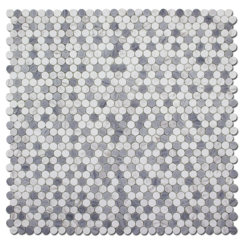MOSAIQUE EN BOIS ROND PENNY, Bardiglio