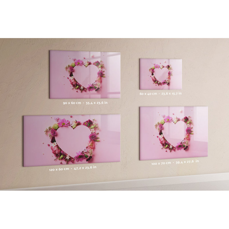 Magnetic Memo Board Whiteboard - 60 x 40 cm - Includes Marker and Magnets - Heart of flowers